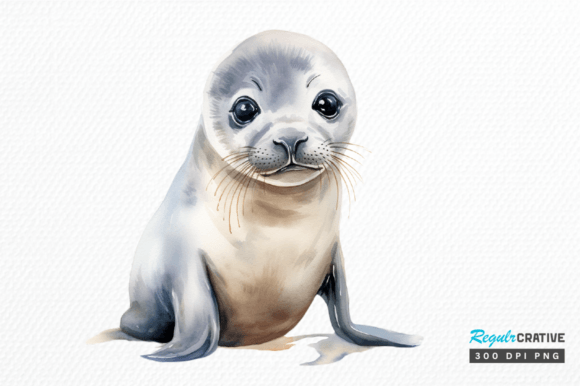 Download Watercolor Baby Seal Clipart Png Design - Seal Collection