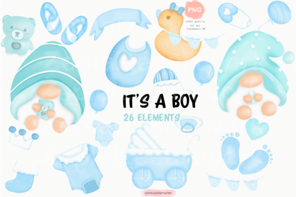 Download Watercolor Baby Boy Shower Clipart - Baby boy shower Collection