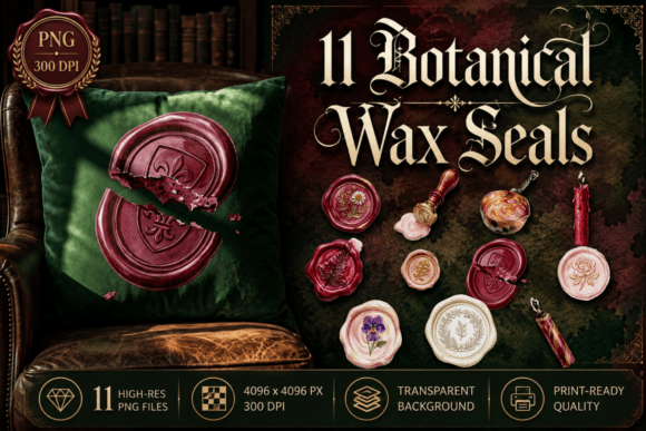 Download Botanical Wax Seal Clipart Vintage PNG - Seal Collection