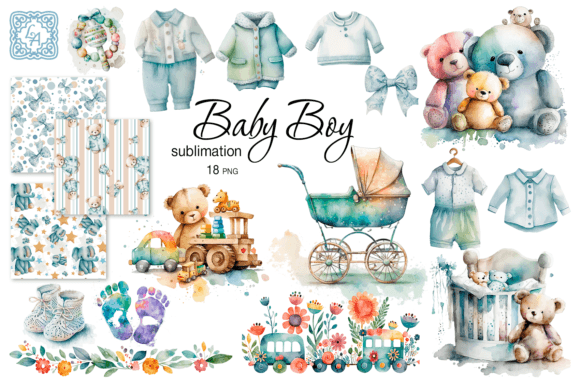 Download Baby Boy Shower 18 PNG Watercolors - Baby boy shower Collection