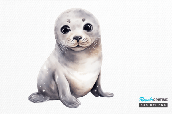 Download Watercolor Baby Seal Clipart Png Design - Seal Collection