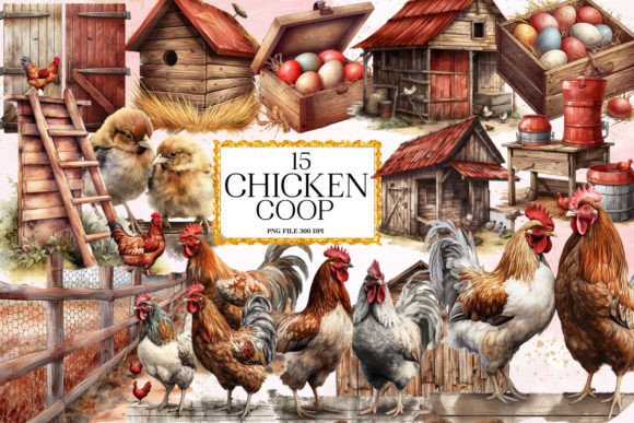 Download Rustic Chicken Coop Clipart Bundle - Premium Resources