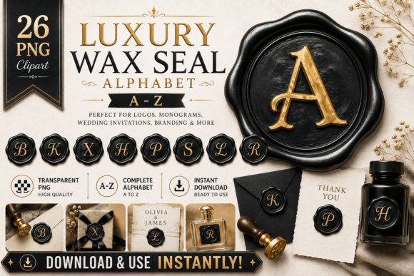 Download Luxury Alphabet Wax Seal Black Stamps - Seal Collection