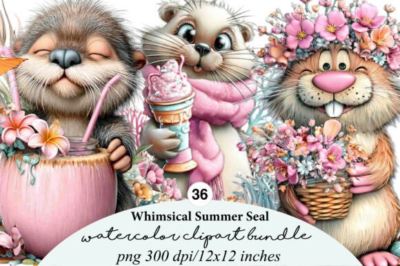 Download Whimsical Summer Seal Clipart Bundle - Seal Collection