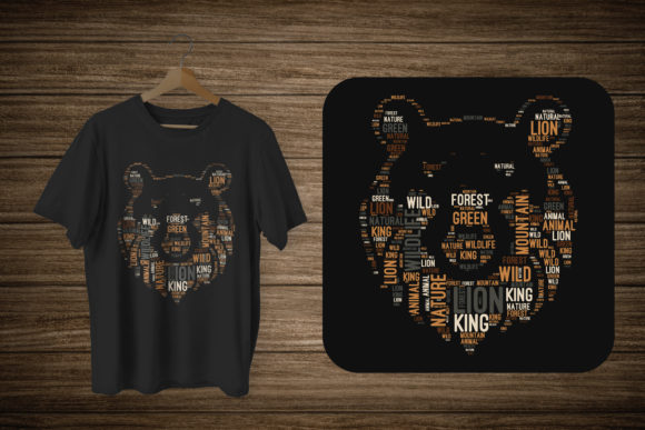 Download Lion Face Word Cloud Wild Life T-shirt - Wild life Collection
