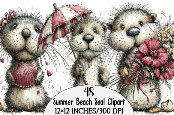 Download Whimsical Summer Beach Seal Clipart - Seal Collection