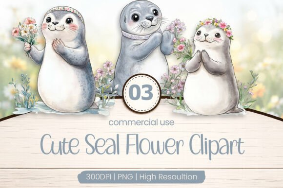 Download Cute Seal Flower Clipart PNG - Premium Resources